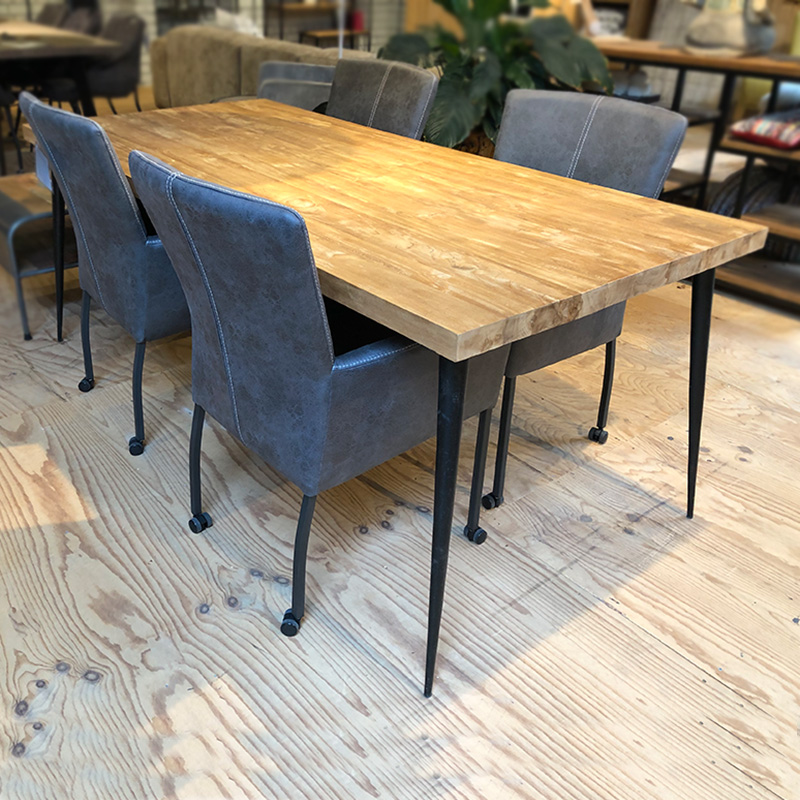 Gering Eed Bijdragen Tigris retro eettafel teak met zwart metalen poten showroom sale | Global  furniture Elst