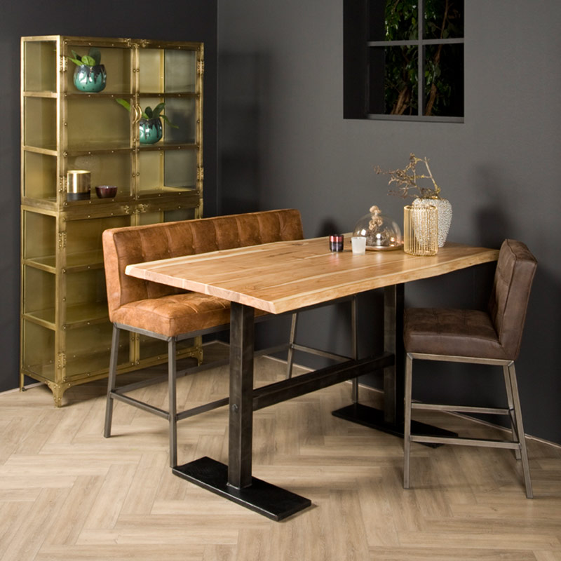 Zeehaven Nucleair Portiek Barolo industriële bartafel acacia hout | Global Furniture Woonwinkel