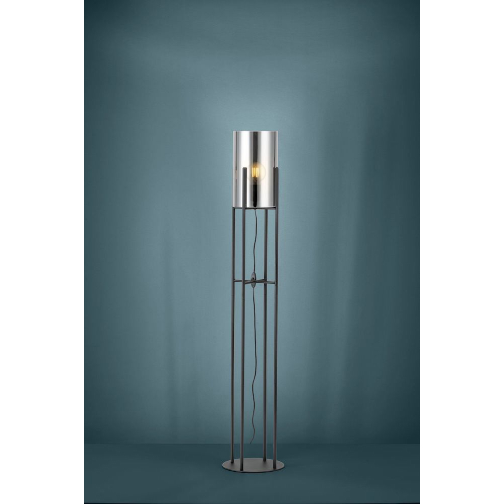 Glastonburry moderne Stehlampe schwarz mit Rauchglas | Global Furniture