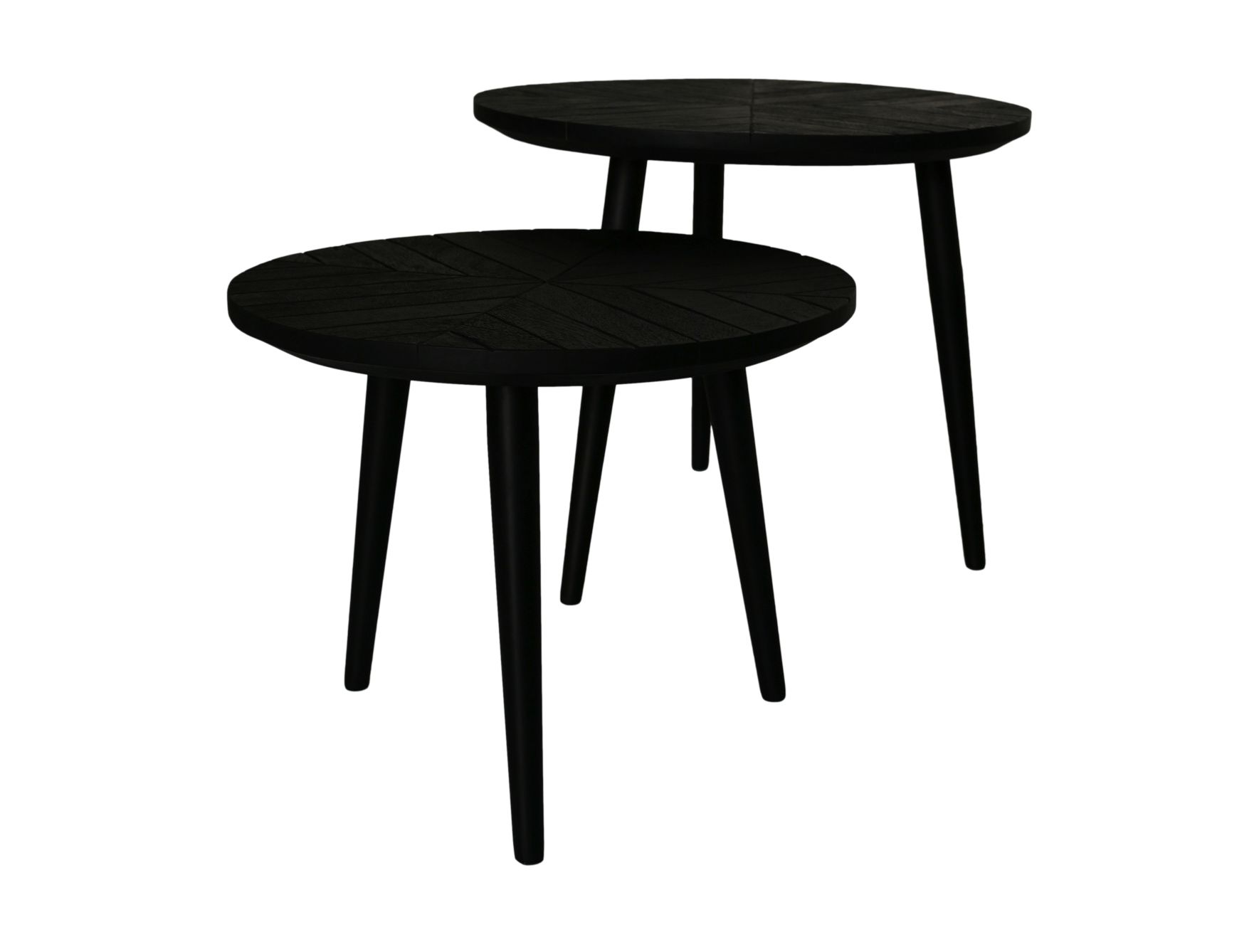 Round side table set Verona black mango wood metal